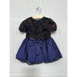 Vintage Bonnie Jean Velour Holiday Dress - 2T- Made in USA - Deadstock